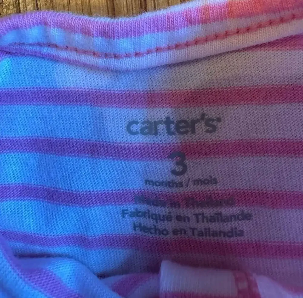 Carter's Baby Girl Pink and White Striped Peplum Top with Heart Detail H1105